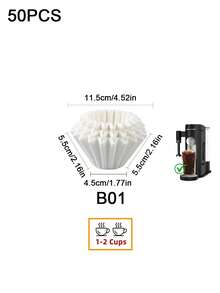 50/100片波浪咖啡濾紙，未漂白籃式咖啡濾紙，加厚天然咖啡濾紙籃，適用於單杯咖啡機和咖啡壺，適合1-2杯、2-4杯，家用、咖啡店、商業用途（白色、棕色） - 彩色 - 查看 12