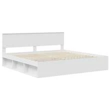 vidaXL Bettrahmen mit Kopfteil Weiß 200 x 200 cm Massives Kiefernholz - Weiss - Übersicht 4