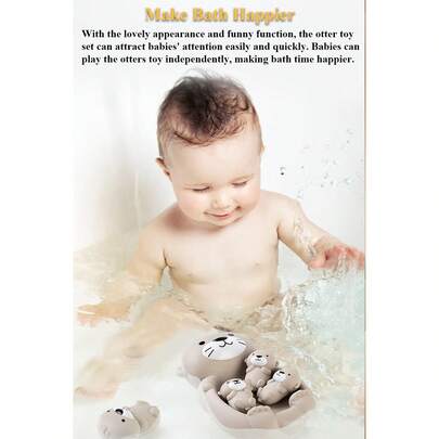 HUANG ER Children's Floating Otter Bath Toy Set, Sealed Floating Water Play Toys, Infant Bathing Animal Bath Toys, Mother & Baby Otter Toy Set Bath Tub Toys, 1 Otter Mom And 3 Baby Otters Water Play Toys, Adorable Family Bath Tub Toys, Parent-Child Floating Bath Toys, Infant Soft Squeeze Bath Toys, Mother's Day Gift, Baby Birthday Gift