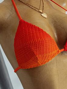 Bộ đồ bơi nữ mùa hè thoải mái đi biển, chất liệu vải ombre, tay dài, gồm áo bikini buộc dây sau lưng không thể tháo rời và quần bikini buộc dây bên hông. - Nhiều màu - Xem 5