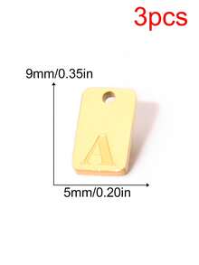 3 mặt dây chuyền chữ cái vuông bằng thép không gỉ khắc chữ tiếng Anh, dùng để tự làm vòng cổ, phụ kiện trang sức. - mặt dây chuyền - Xem 36
