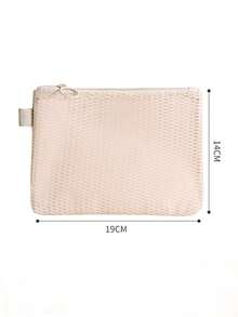 1Pc/Set Mesh Makeup Bag Set Multifunctional Women's Double-Layer Storage Bag Portable Travel Cosmetics Storage Bag Inner Bag Skincare Bag Toiletries Bag To Storage Skincare,Lipstick,Charger,Earphone,Lipstick,Change,Coin,Etc,Gift For Friends,Teachers - Apricot - View 13