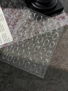 1 Miếng Dán Móng Tay Hình Viền Lỏng Màu Bạc Kim Loại, Hình Dán Móng Tay Khung 3D Không Đồng Dạng, Nghệ Thuật Trang Trí Móng Tay Gothic Trừu Tượng - Bạc - Xem 4