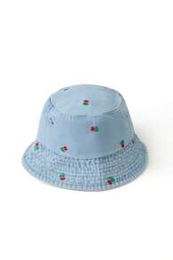 1pc Women's Cute Casual Y2K Style Fashionable Distressed Fruit & Daisy Embroidered Denim Fabric Bucket Hat, Suitable For Outing, Beach, Daily Wear - Embroidery - View 2