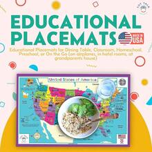 USA Map Educational Placemat - Learn All 50 United States Geography - Fill-In-Blank Practice On Back - Made In USA - Double-Sided, Waterproof Wipeable - 11.5x 17.5 - 美國 - 查看 2