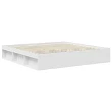 vidaXL Bettrahmen mit Kopfteil Weiß 200 x 200 cm Massives Kiefernholz - Weiss - Übersicht 5