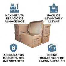 Cajas De Almacenamiento y Archivo De Carton Tamaño Oficio Legal con Tapa Paquete de 6 Printeck Resistentes para Organización de Documentos en Oficina y Hogar - Marrn - Ver 6