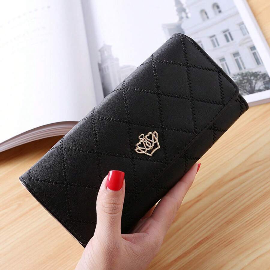 PU Women's Long Wallet 70% Off Korean Style Clutch Bag - Black - View 1