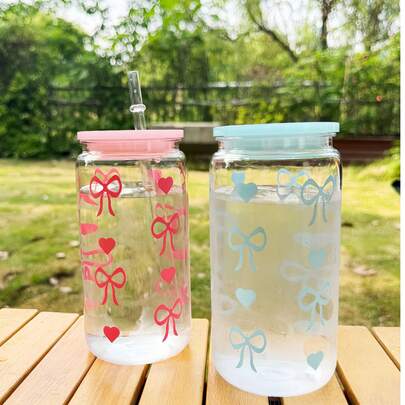 1pc Butterfly Print Tumbler With Lid And Straw, 16oz, Suitable For Canned Iced Coffee, Tea, Juice, Milk Etc, For Office, Restaurant, Classroom, Picnic, Party