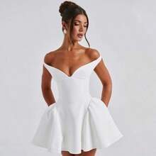 Women 2026 Autumn New Low Cut Backless Solid Color Slim Dress Fashion Gown Femalevestidos Elegantes De Mujer ,, Club Outfit Prom Dresses IP2H - trắng - Xem 5
