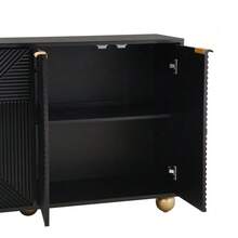 Sideboard With Four Shaped Tubes, Verstellbaren Innenböden, Metallgriffen And Kugelförmigen Beinen - 黑色 - 查看 5