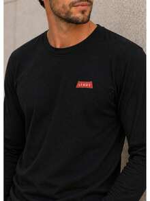 Men's Long-Sleeved Basic T-Shirt, Premium Cotton, Casual Style And Comfort For Everyday Wear. - màu đen - Xem 2