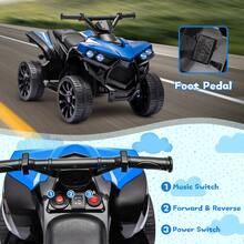 Soonbuy 6V Kids Ride-On Electric ATV,4-Wheeler Quad Car Toy With LED Lights, Music, Foot Pedal And Wear-Resistant Wheels,2-Seater Quad For Boys Girls - Blue - View 5