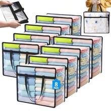 8 Pcs Bolsas para Guardar Ropa Transparentes 40L - Bolsas Almacenaje Ropa Plegable de PVC con Cierre Cajas Almacenaje con Asas Organizador Armario para Ropa de Cama Cobijas Juguetes Mudanza - 8 PIEZAS - Ver 8