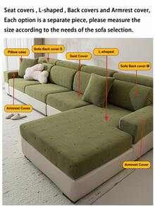 1pc Bohemian Style Sofa Cushion Cover, Elastic Universal Fit Sofa Slipcover, Fabric Sofa Pad Protector For 1/2/3/4 Seater Sofa, Suitable For Living Room L-Shaped Sofa, All Season - Lanxin - Green - View 10