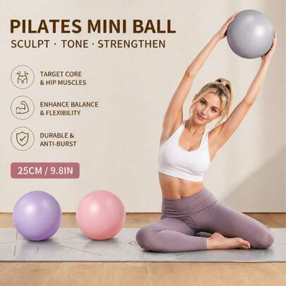 1pc 25cm PVC Matte Anti-Burst Thick Yoga Ball, Mini Pilates Ball, Balance Fitness Ball