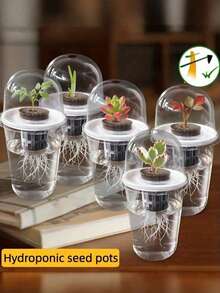 1pc Hydroponic Planting Pot: One Transparent Cylindrical Plastic Propagation Container - Part Of A Hydroponic Planting Kit. Made Of High Light Transmittance Material, Transparent Design Allows Real-Time Monitoring Of Root Growth. Suitable For Office, Home Or Garden - Multiple Styles - View 1