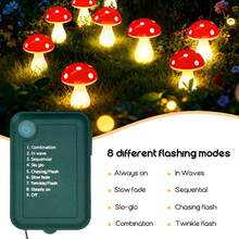 8/12/20pcs LED Mushroom String Lights, Waterproof Battery Operated Fairy Lights For Garden, Balcony And Room Decor - Multi-color light - View 6