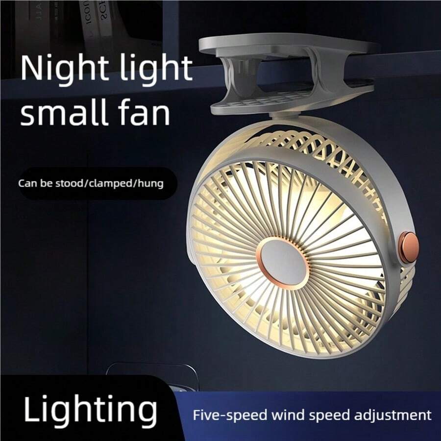 OBOVAY 360° Rotating Quiet Fan With Night Light, USB Rechargeable Handheld Mini Desk Fan For Student Dorm, Office, Outdoor, 800mAh - Random Color - View 1