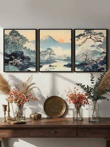 Tranh bộ ba phong cảnh núi Nhật Bản, tranh hoa anh đào và cây thông mờ sương, tranh phong cảnh núi sương mù, tranh phong cảnh Nhật Bản cổ điển, tranh treo tường rừng sương mù, quà tặng lễ hội, món quà lý tưởng cho bạn bè, tranh trang trí phòng ngủ, trang trí phòng khách, trang trí văn phòng. - 3 cái - Xem 5