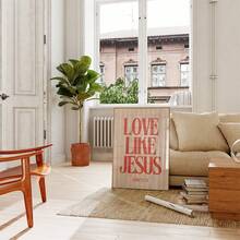 1pc Frameless "Love Like Jesus" Red Lettering Striped Inspirational Quote Wall Art Print, Vintage Christian Minimalist Poster For Bedroom, Dorm, Living Room, Back To School, Funky Posters, Room Decor, Gift - Inspirational Quotes - View 5