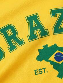 Áo tank top in hình cờ Brazil thời Y2K, dáng ôm không tay, thích hợp cho mùa hè, phong cách thể thao. - Màu vàng - Xem 5