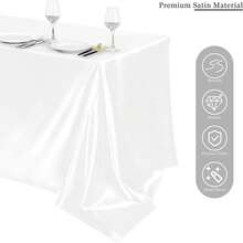 1 chiếc khăn trải bàn hình chữ nhật bằng vải satin, kích thước 102 x 58 inch, chất liệu vải mềm mịn như lụa, thích hợp cho bàn hình chữ nhật, các bữa tiệc, ngày lễ, đám cưới, tiệc chiêu đãi, trang trí bàn cà phê. - Nhiều màu - Xem 17