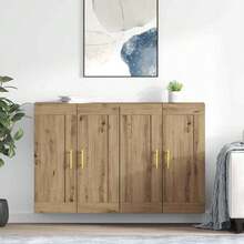 vidaXL Wandmontierter Schrank 2 pcs Artisan-Eiche 69,5 x 34 x 90 cm - Braun - Übersicht 1