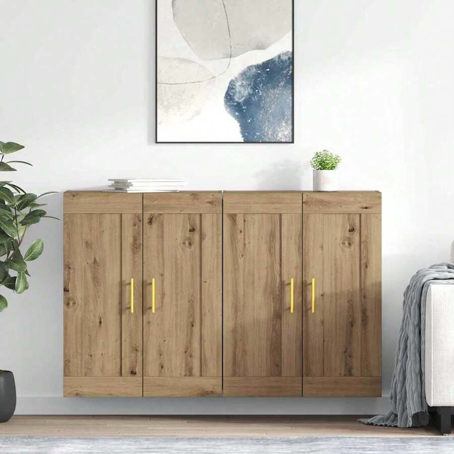 vidaXL Wandmontierter Schrank 2 pcs Artisan-Eiche 69,5 x 34 x 90 cm - Braun - Übersicht 1