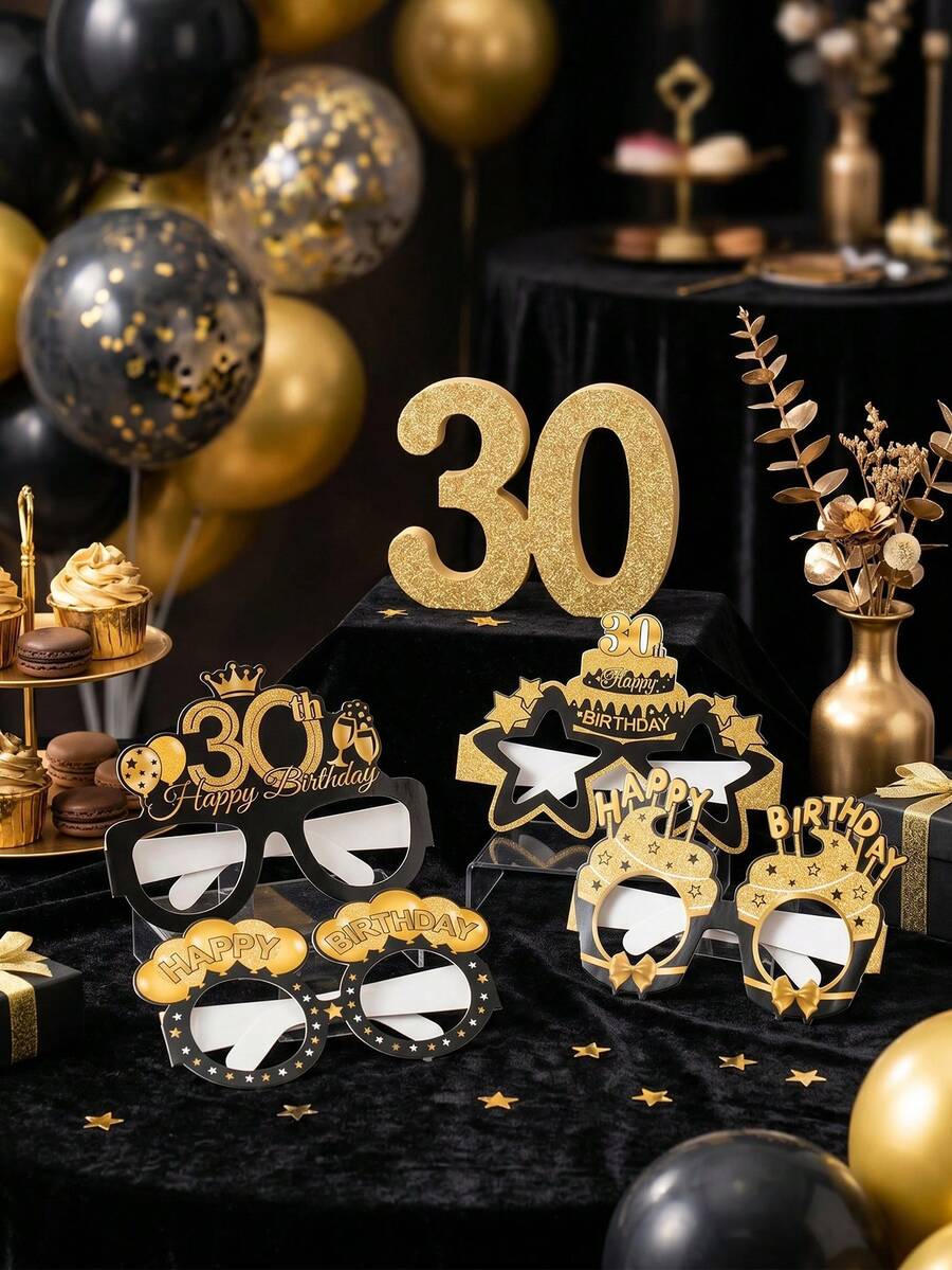 8个黑色金色30岁生日派对纸杯,30岁生日派对拍照道具,30岁生日派对装饰,黑色金色生日派对用品,拍照道具,生日快乐派对礼品,30岁生日装饰,家居装饰,房间装饰,生日派对配件,生日礼物,派对礼品 - 30th - 查看 1