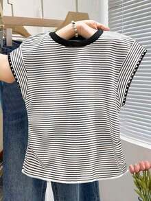 Nueva camiseta de manga corta con bloques de color y rayas, ropa de primavera/verano - Multicolor 12 - Ver 2