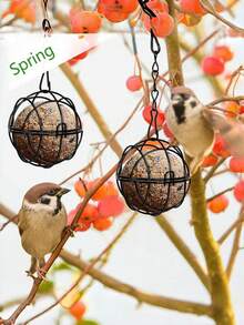 1pc/2pcs/4pcs Spherical Bird Feeder, Metal Bird Hanging Rack, Outdoor Hanging Bird Feeder Ball, Wild Bird Feeder, Anti-Squirrel Spherical Iron Bird & Poultry Feeder, Suitable For Garden, Patio, Homestay - Multicolor - View 7