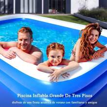 Piscina Inflable Rectangular 305cm, Grande y Resistente para Uso Familiar - Azul - Ver 5