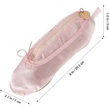 Lapicera Forma Zapatilla de Ballet Satín Rosa, Cosmetiquera Estilo Coquette Multiusos - 1 - Ver 5