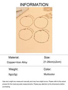 4pcs/Set Minimalist Versatile Gold Tone Chain Anklets, Fashion All-Match Multi-Layer Toe Rings Jewelry For Women, Suitable For Daily Wear, Photo Shooting, Dating, Vacation. Chain Length Can Be Customized By Cutting, Color Arrangement Is Random. - Multicolor - View 4
