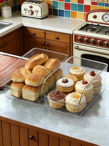 1pc/Set Stackable PET Transparent Storage Box - Multipurpose Container Suitable For Bread, Pastries, Cakes, Fruits, Vegetables, Snacks And Eggs | Applicable For Kitchen, Dining Room, Bakery And Home - Transparent - View 5