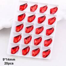 9*14mm, 20pcs/Pack, Flat Bottom Double Hole Exquisite Glass Rhinestones, Axe Shape, For Sewing Wedding Dresses, Handbags, Shoes Decoration, Jewelry Making Accessories - 9*14mm - View 15