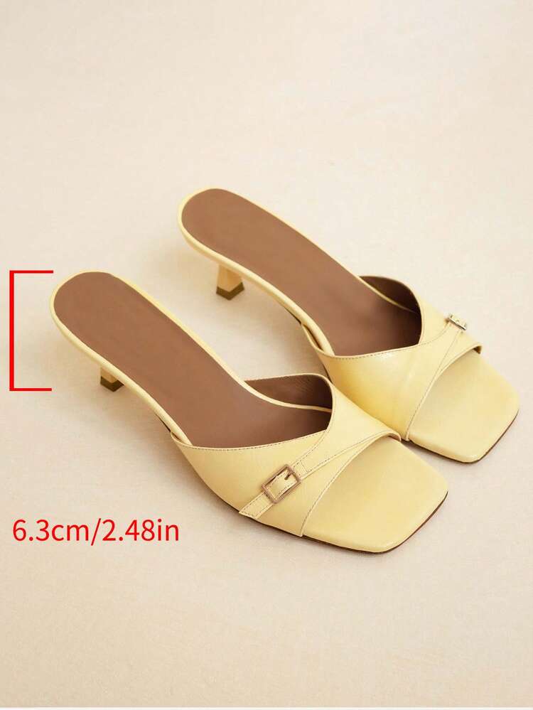planare Sandal cao gót nữ da bóng mũi vuông màu vàng phong cách Pháp thanh lịch thời thượng, đa năng cho mùa hè, phù hợp đi làm hàng ngày, trang phục công sở và các dịp khác, sandal nữ quý phái, sandal nữ, gót kitten, sandal dễ thương, sandal mùa hè, sandal đi biển nữ, giày nữ thoải mái, sandal nữ đi du lịch, giày dễ thương - Màu vàng - Xem 9