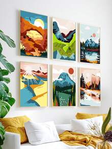 8x12 Inch/6pcs Digital Painting Kit Suitable For Adults And Beginners, Frameless, DIY Easy Acrylic Paint Set, Home Decor Craft, Ideal Gift For Birthday, Father's Day, Christmas, Mother's Day And Valentine's Day - Potted Flowers - View 2
