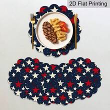 2/4/6pcs Minimalist Placemats, Designed With Red, White And Blue Star Patterns, Suitable For Independence Day Themed Dining. Each Placemat Size: 13.8inch*35cm, Ideal For Family Dinners And Memorial Day Events. - Multicolor - View 3