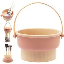 Set de limpiador de brochas de maquillaje en sólido y cesta de secado, Almohadilla de limpieza y cesta de secado de brochas de maquillaje, Limpiador y secador de brochas de maquillaje, Almohadilla y solución de limpieza de brochas de maquillaje 3 en 1, Herramientas de maquillaje para limpieza de brochas - Multicolor - Ver 4