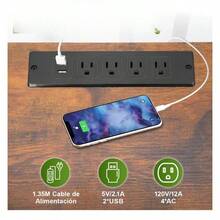 Mueble de TV Moderno 120 cm, con Luz RGB LED y Enchufe Integrado, para Televisor 55 Pulgadas - Negro - Ver 3