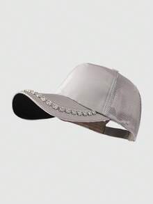 1pc Y2K Style Rhinestone Embellished Retro Baseball Cap, Unisex Adjustable Classic Low Profile Solid Color Hat, Suitable For Outdoor, Golf, Summer, Casual Wear, Perfect Gift - Baseball Cap - View 10