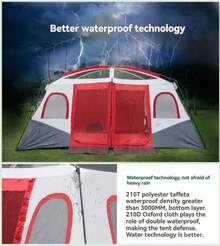 8/12 Person Camping Tent Quick-Setup, Spacious Two-Room Camping Tent, Waterproof And Windproof, With Breathable Mesh Windows, Perfect For Hiking, The Beach, And The Backyard. - Multicolor - View 9