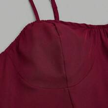 Solid Color Camisole Waist Flattering Mini Dress - Burdeos - Ver 6