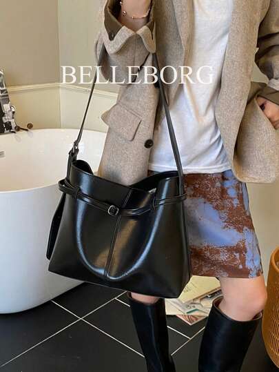 Vintage Oil Skin Large Capacity Fashionable Minimalist Foldable Versatile Women Shoulder Underarm Bag