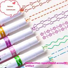 1set 6-Color Decorative Highlighters With Varied Curved Tips. Smooth For Underlining And Marking. Great For Notes, Journals And DIY Crafts. Bright Colors, Easy To Use, Lightweight And Portable For Study & Office., Back To School - Cylindrical - View 8