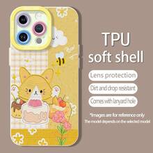 Fondo de pantalla adorable de Corgi amarillo y abeja. Esta funda es compatible con Samsung, Apple, VIVO, OPPO, , Transsion, ,  y Honor. Fabricada en silicona TPU, ofrece protección contra golpes y caídas. - Blanco - Ver 5