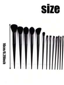 13pcs Professional Soft & Fluffy Makeup Brush Set, Including Foundation Brush, Eyeshadow Brush, Kabuki Brush Etc., With Makeup Bag & Sponge, Great Gift For Makeup Beginners - Black - View 10