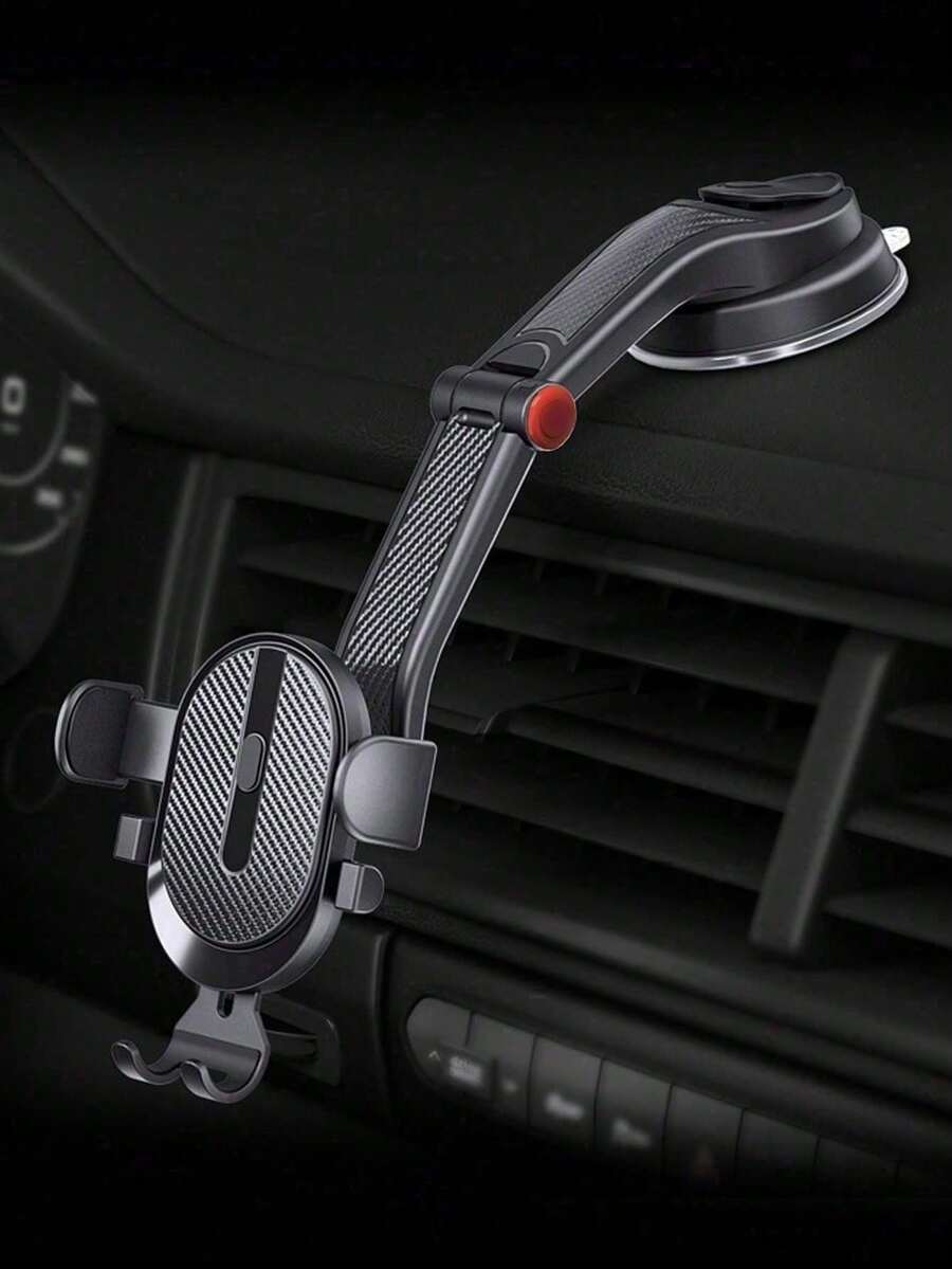 1pc Suction Cup Car Phone Holder, Suction Cup Car Phone Mount, Mobile Smartphone Tablet Holder For Dashboard Windshield, Easy Installation With Adjustable Arm, One-Key Release - One Size Fits All - View 1